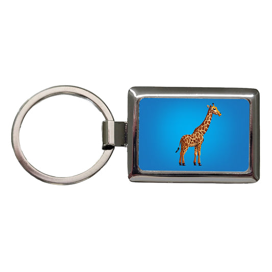 Giraffe Watercolor Rectangle Metal Keychain