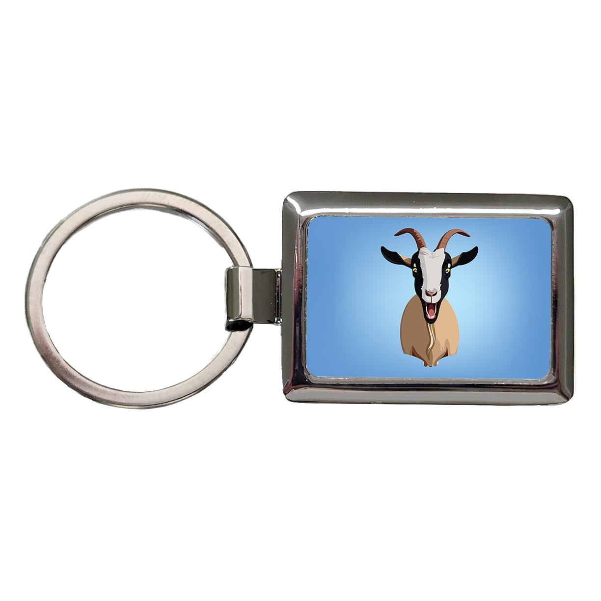 Goat Screaming Funny Rectangle Metal Keychain