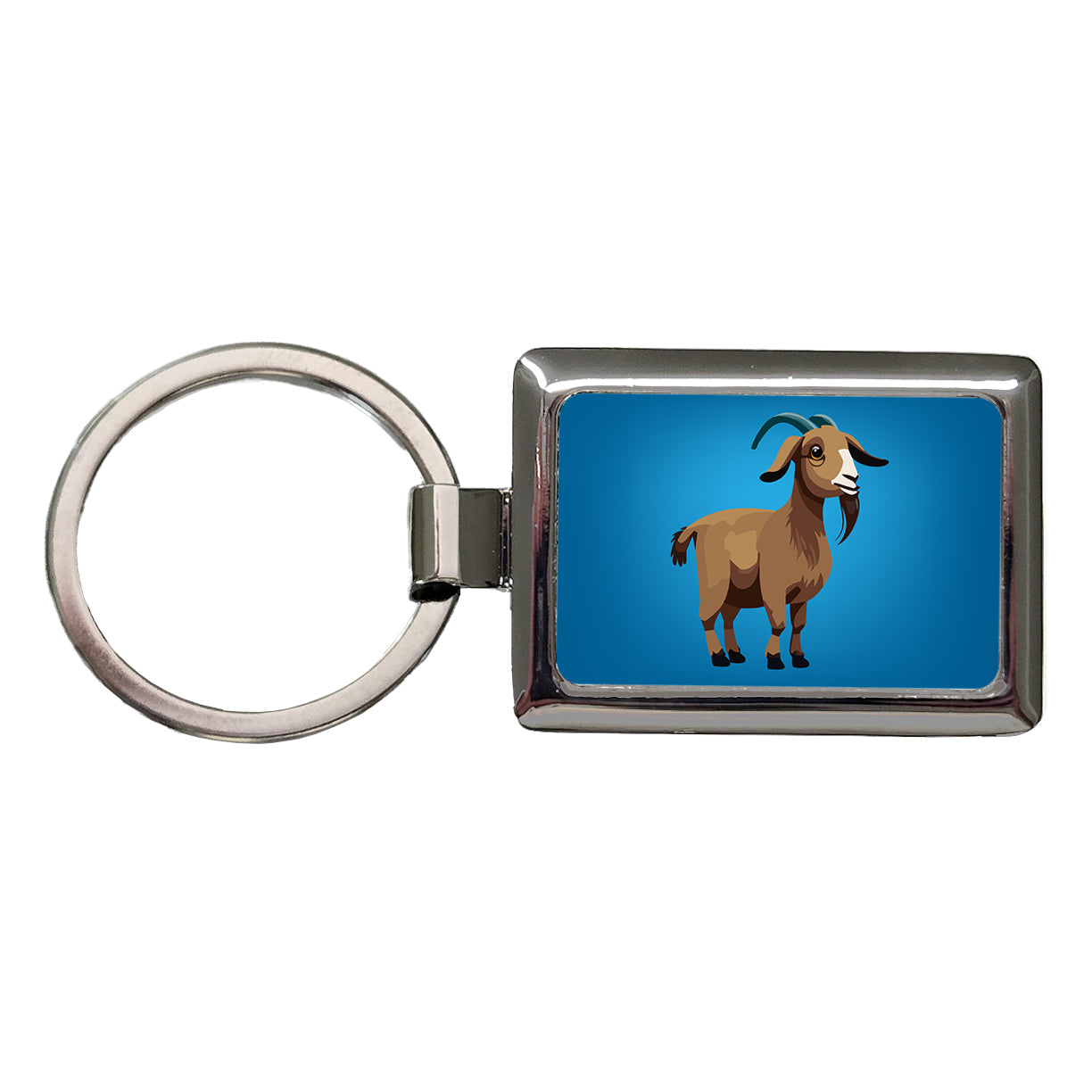 Goat Standing Cute Rectangle Metal Keychain