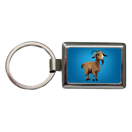 Goat Standing Cute Rectangle Metal Keychain