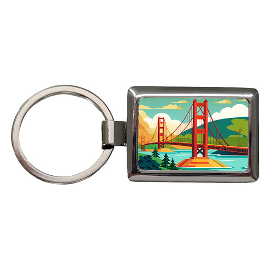 Golden Gate Bridge San Francisco Travel Rectangle Metal Keychain