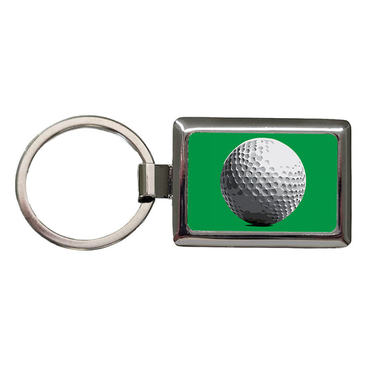 Golf Ball Golfing Sport Rectangle Metal Keychain