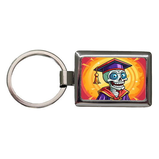 Graduate Skeleton Funny Graduation Rectangle Metal Keychain