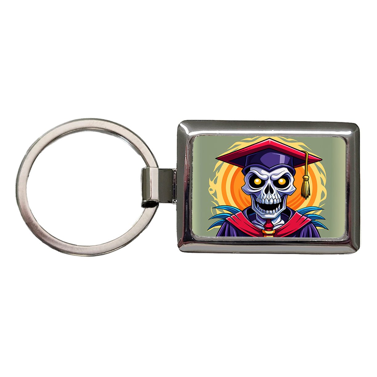 Graduate Skeleton Graduation Scary Rectangle Metal Keychain
