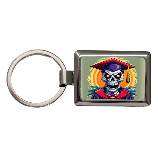 Graduate Skeleton Graduation Scary Rectangle Metal Keychain