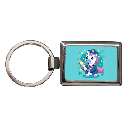 Graduate Unicorn Graduation Rectangle Metal Keychain