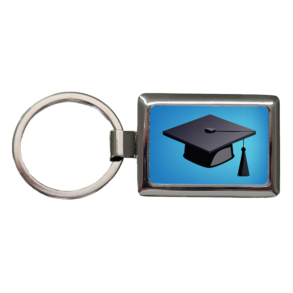 Graduation Cap Graduate Hat Rectangle Metal Keychain