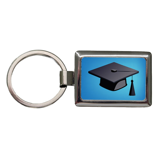 Graduation Cap Graduate Hat Rectangle Metal Keychain