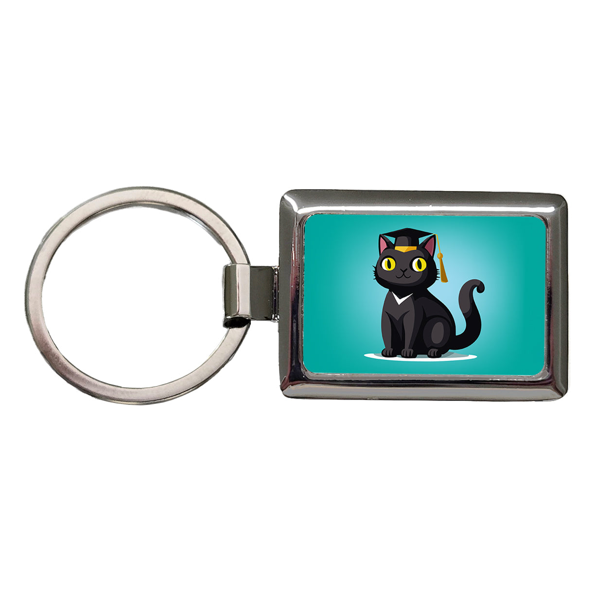 Graduation Cat Cute Graduate Rectangle Metal Keychain