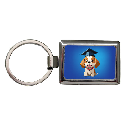 Graduation Dog Graduate Cute Rectangle Metal Keychain