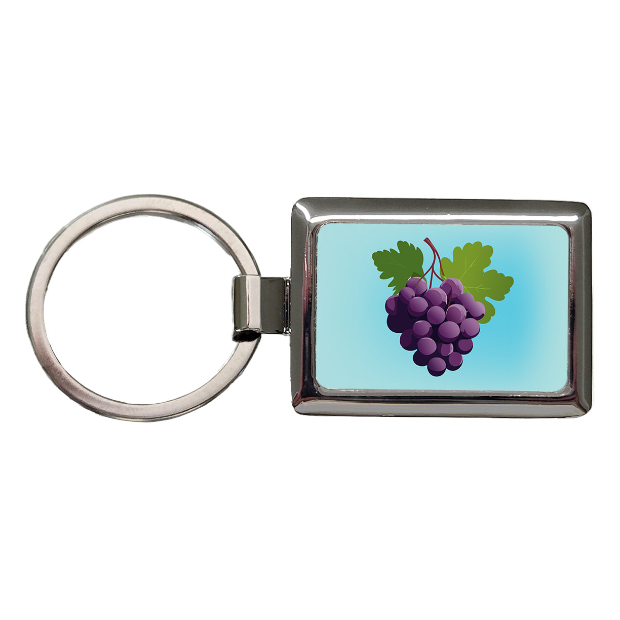 Grapes Purple Fruit Wine Rectangle Metal Keychain