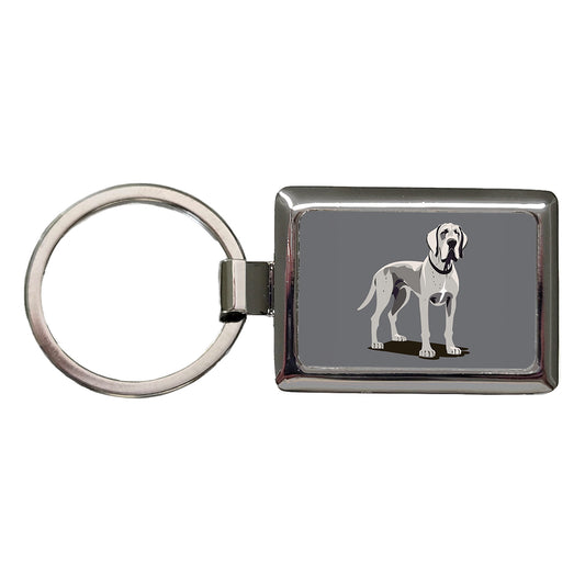 Great Dane Dog Standing Rectangle Metal Keychain