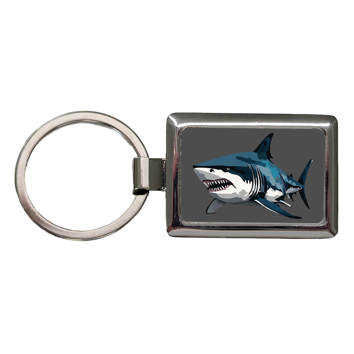 Great White Shark Rectangle Metal Keychain