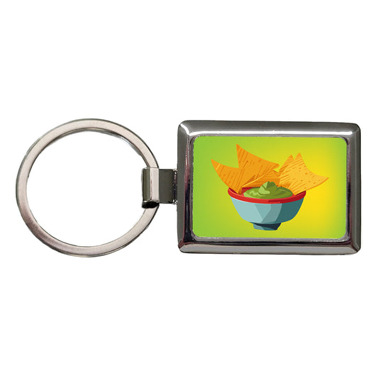Guacamole and Tortilla Chips Rectangle Metal Keychain