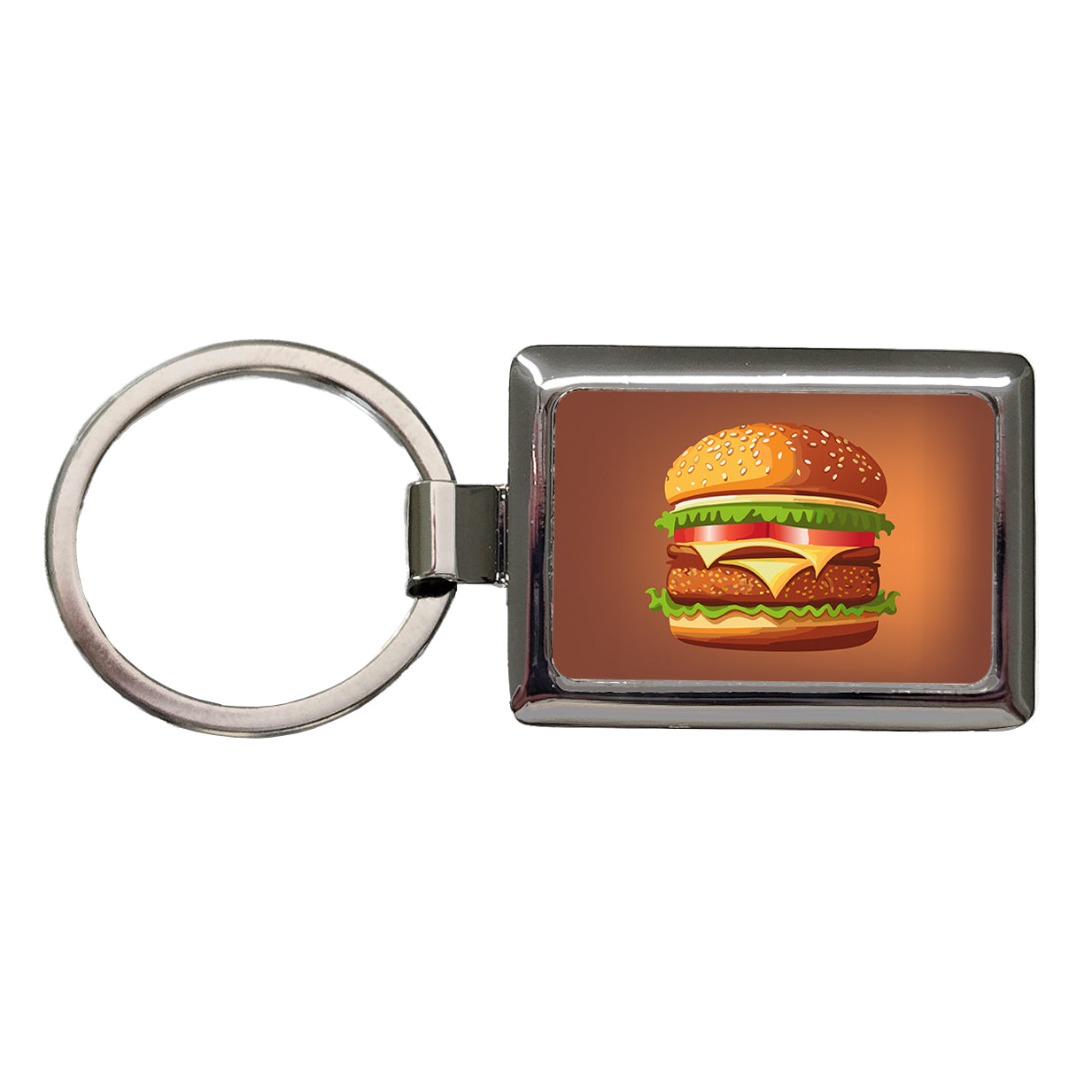 Hamburger Yummy Fast Food Rectangle Metal Keychain