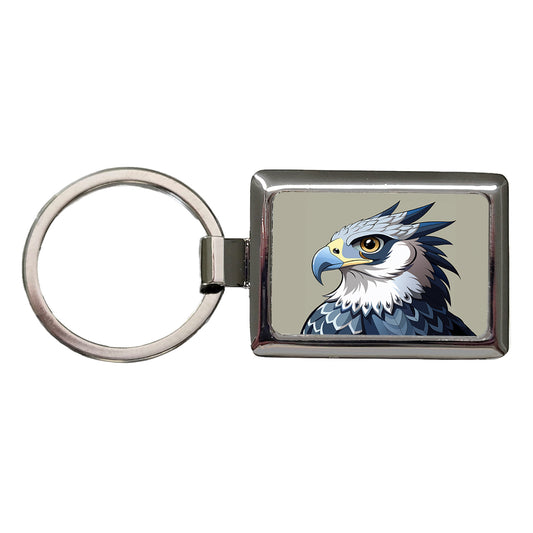 Harpy Eagle Profile Rectangle Metal Keychain
