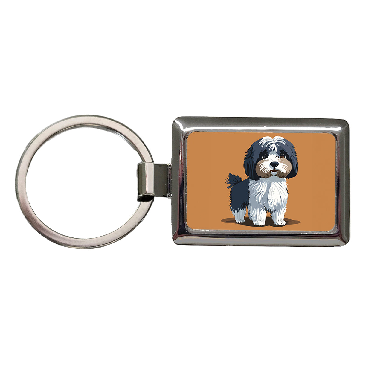 Havanese Dog Standing Rectangle Metal Keychain