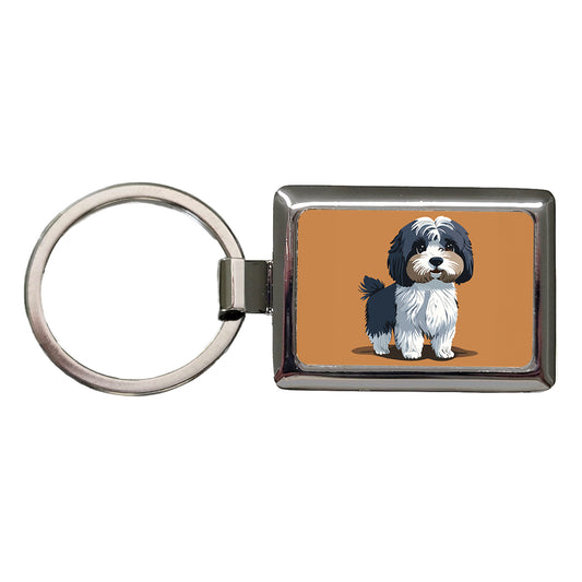 Havanese Dog Standing Rectangle Metal Keychain