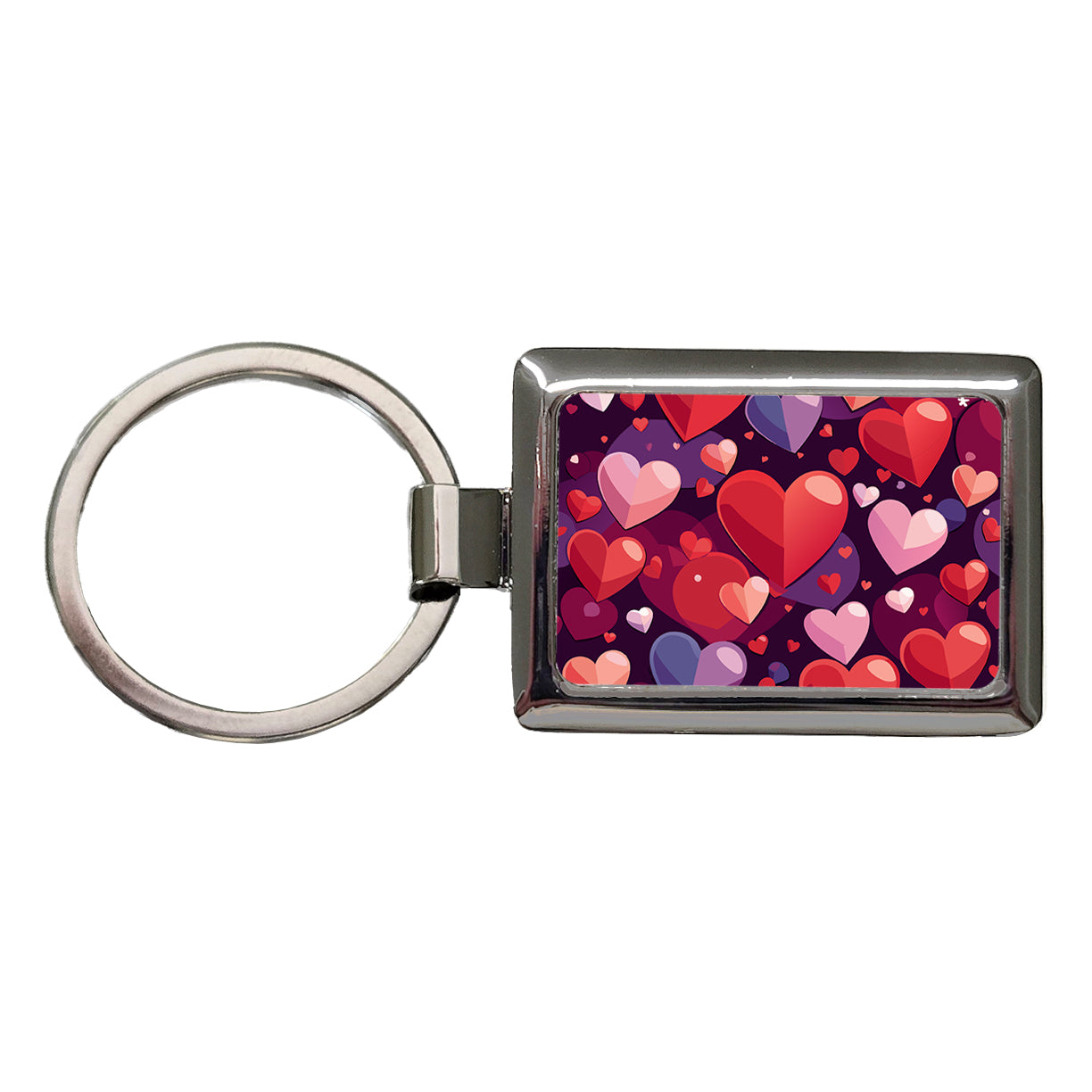 Hearts Scattered Love Valentines Anniversary Wedding Rectangle Metal Keychain