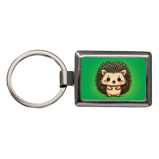 Hedgehog Cute Rectangle Metal Keychain