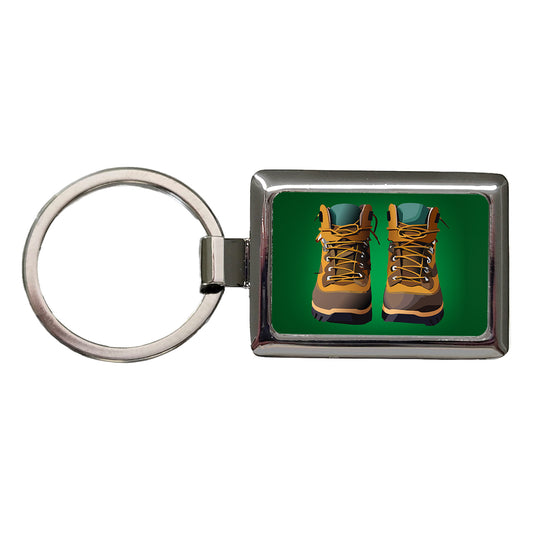 Hiking Boots Hiker Rectangle Metal Keychain