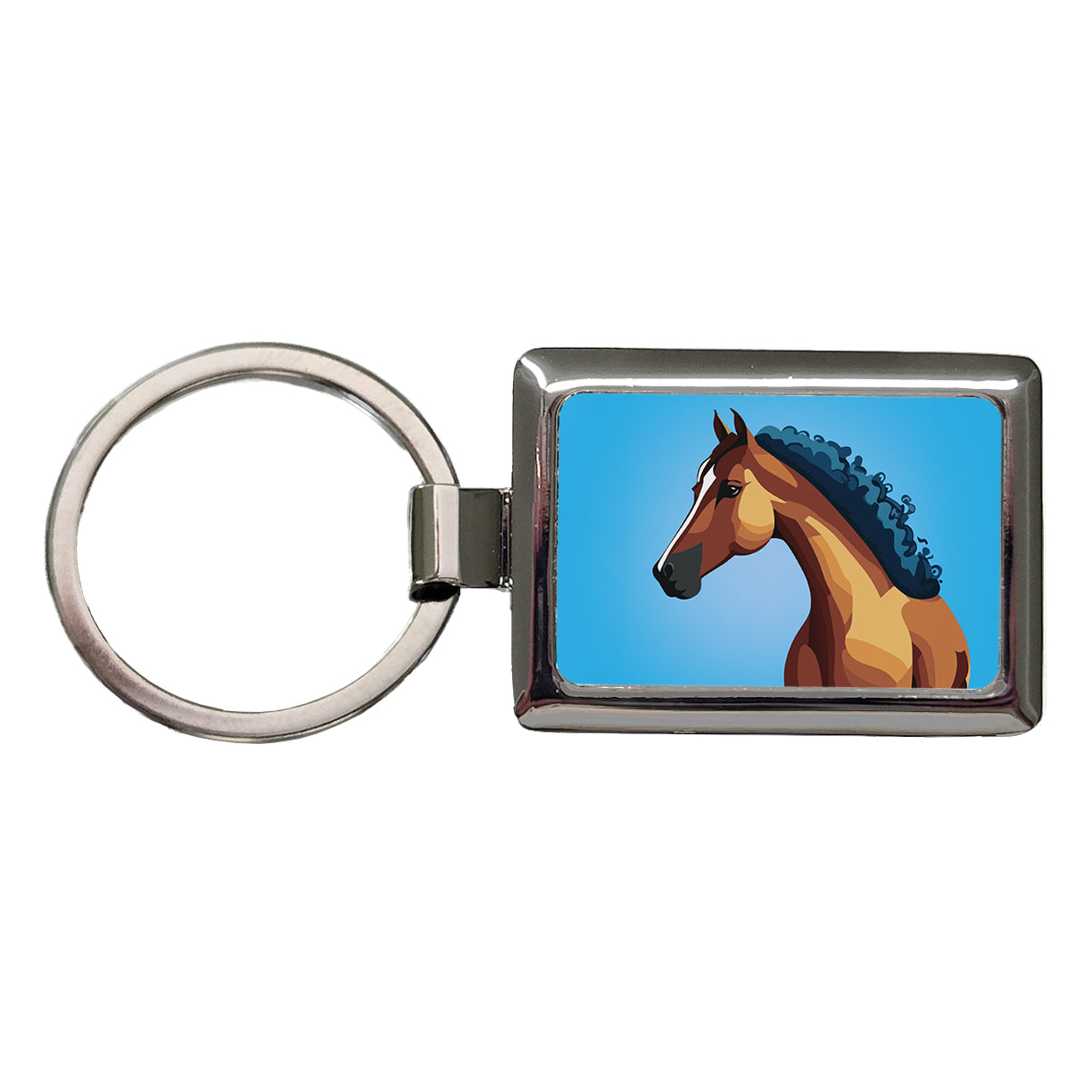 Horse Head Portrait Rectangle Metal Keychain
