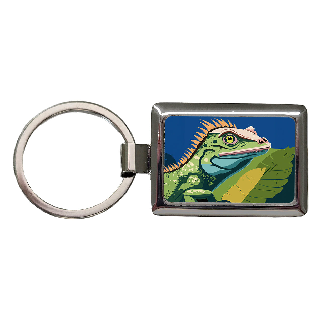 Iguana Lizard Reptile Rectangle Metal Keychain