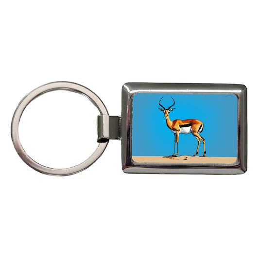 Impala Watercolor Africa Animal Rectangle Metal Keychain