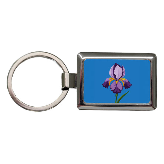 Iris Bearded Purple Flower Rectangle Metal Keychain