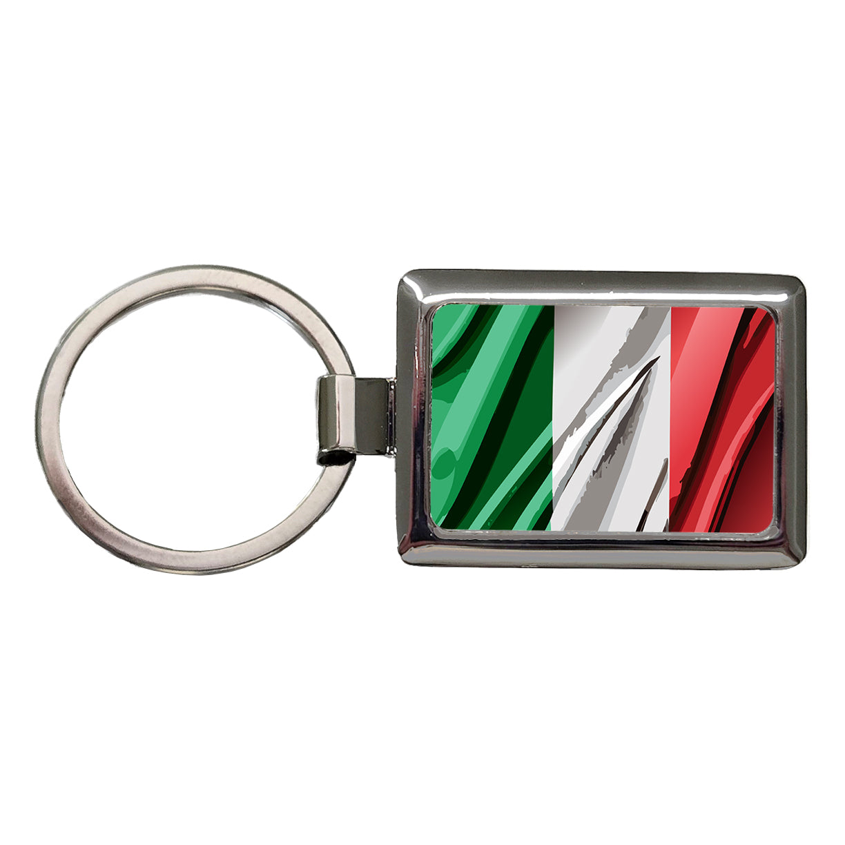 Italy Italian Flag Waving Rectangle Metal Keychain
