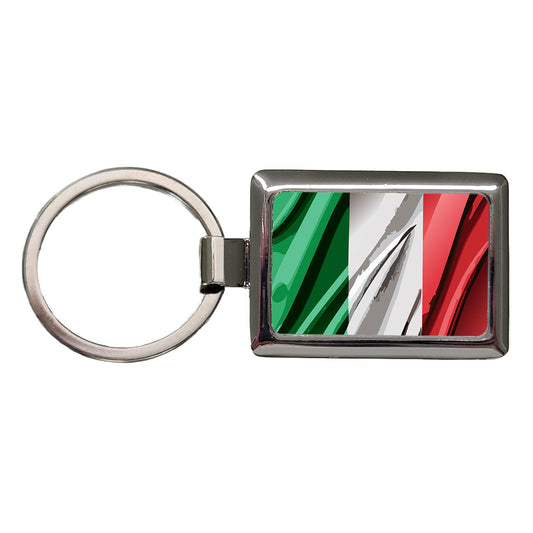 Italy Italian Flag Waving Rectangle Metal Keychain