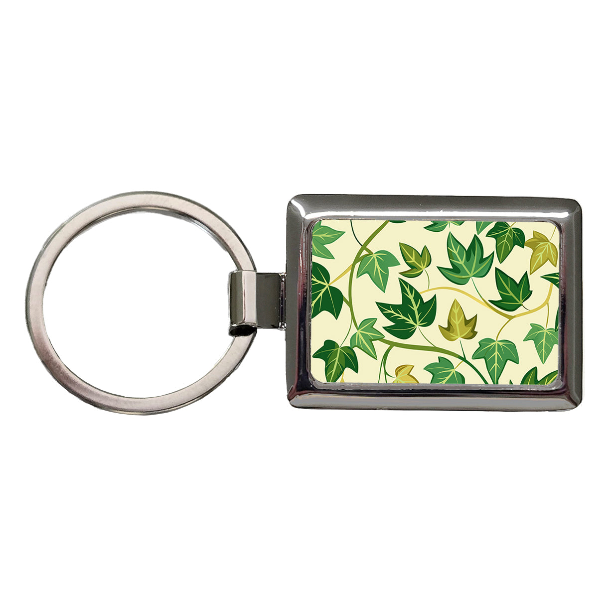 Ivy Vines Pattern Rectangle Metal Keychain