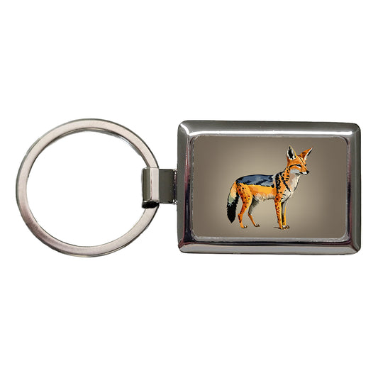 Jackal Watercolor Rectangle Metal Keychain