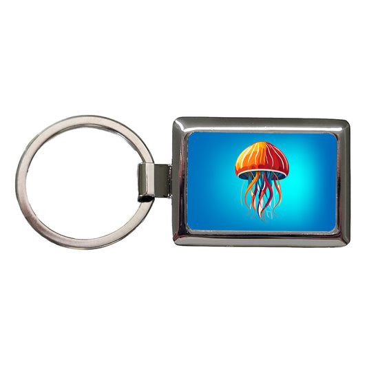 Jellyfish Jelly Fish Colorful Rectangle Metal Keychain