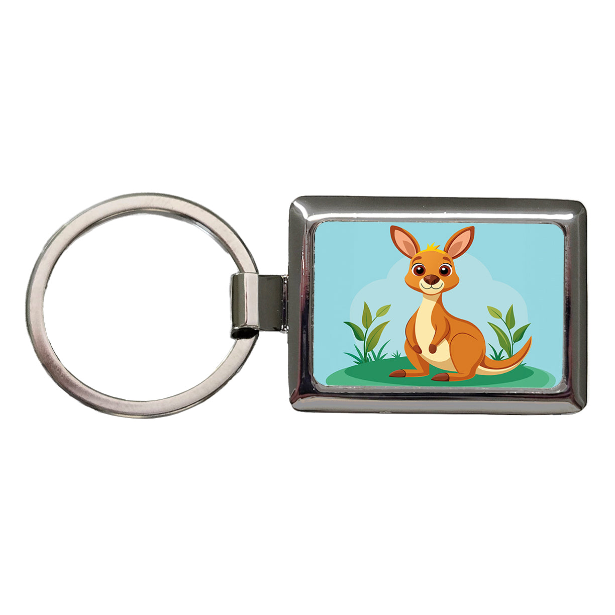 Kangaroo Cute Rectangle Metal Keychain