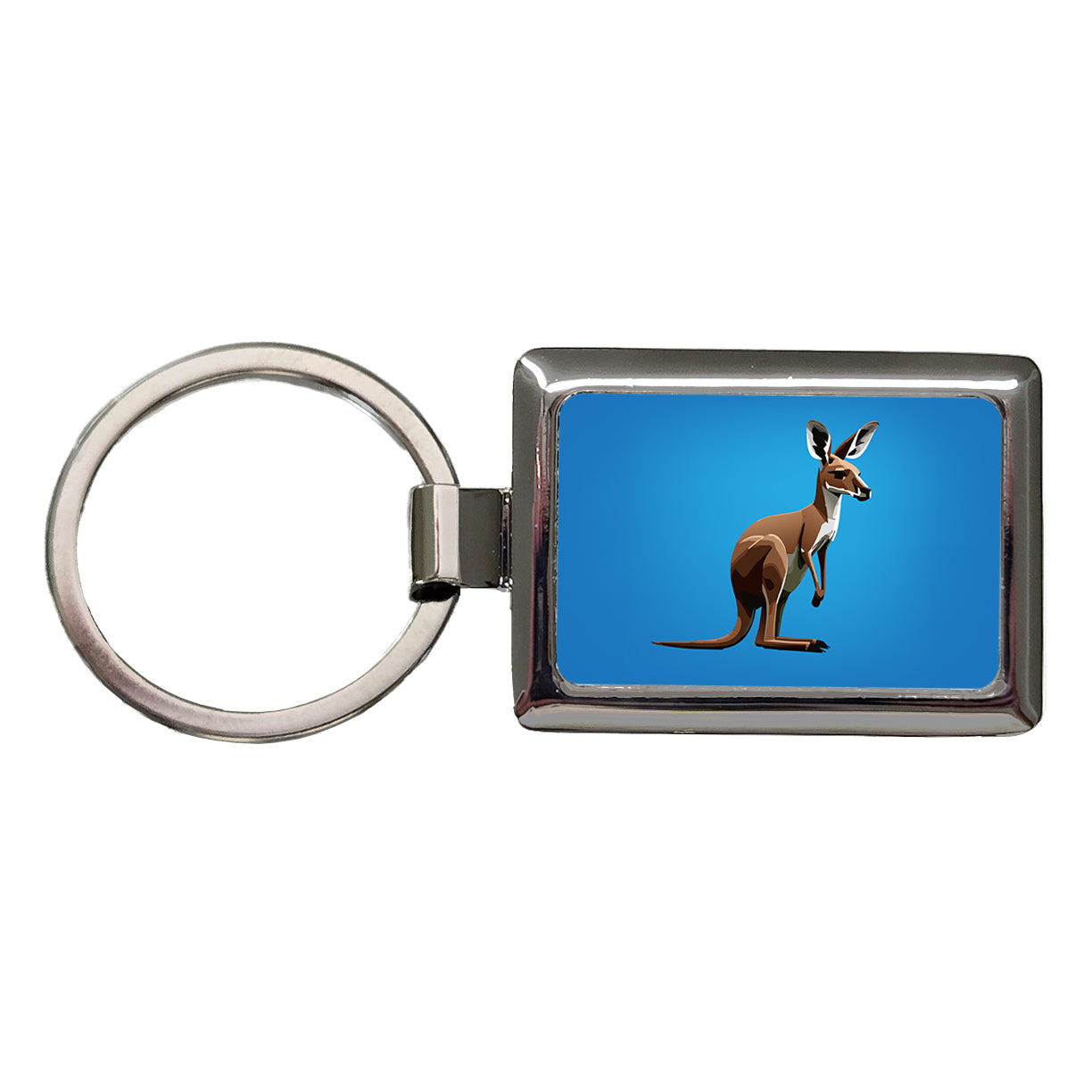 Kangaroo Standing Animal Rectangle Metal Keychain