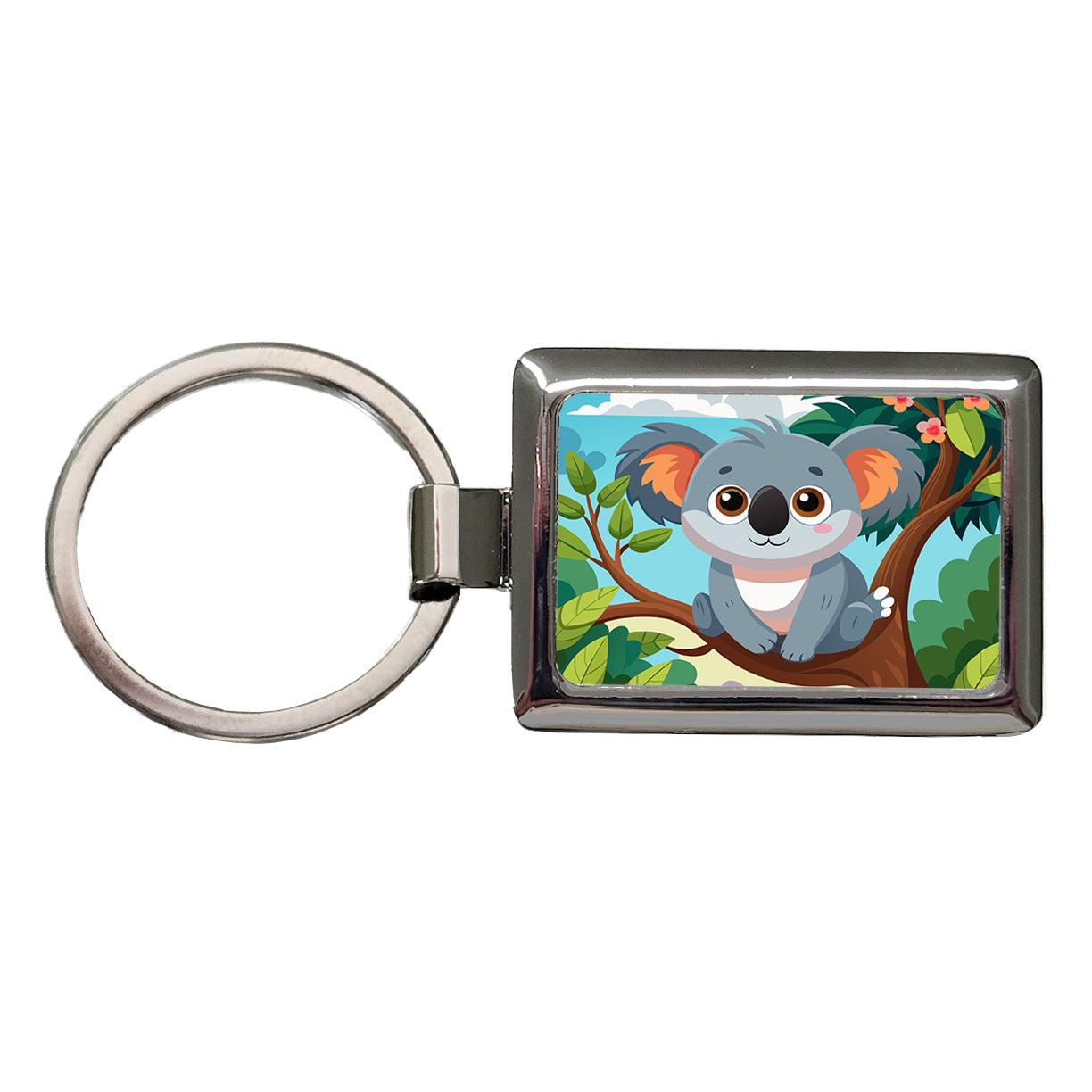 Koala Cute in Tree Rectangle Metal Keychain