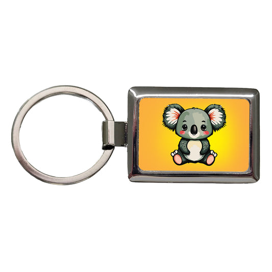 Koala Cute Watercolor Rectangle Metal Keychain