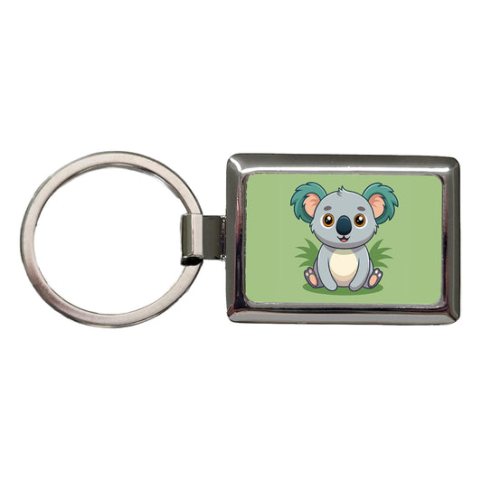 Koala Cute Rectangle Metal Keychain