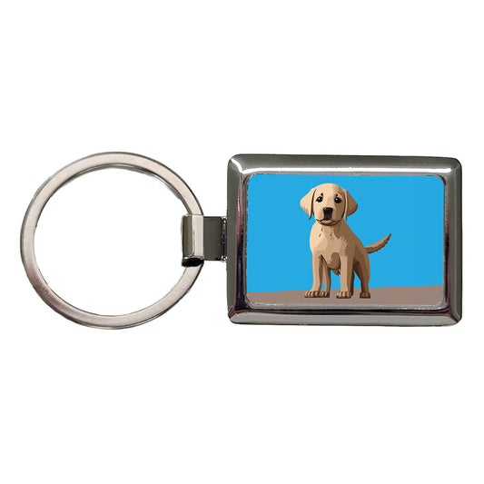 Labrador Retriever Dog Puppy Rectangle Metal Keychain