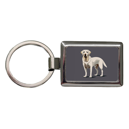 Labrador Retriever Dog Standing Rectangle Metal Keychain