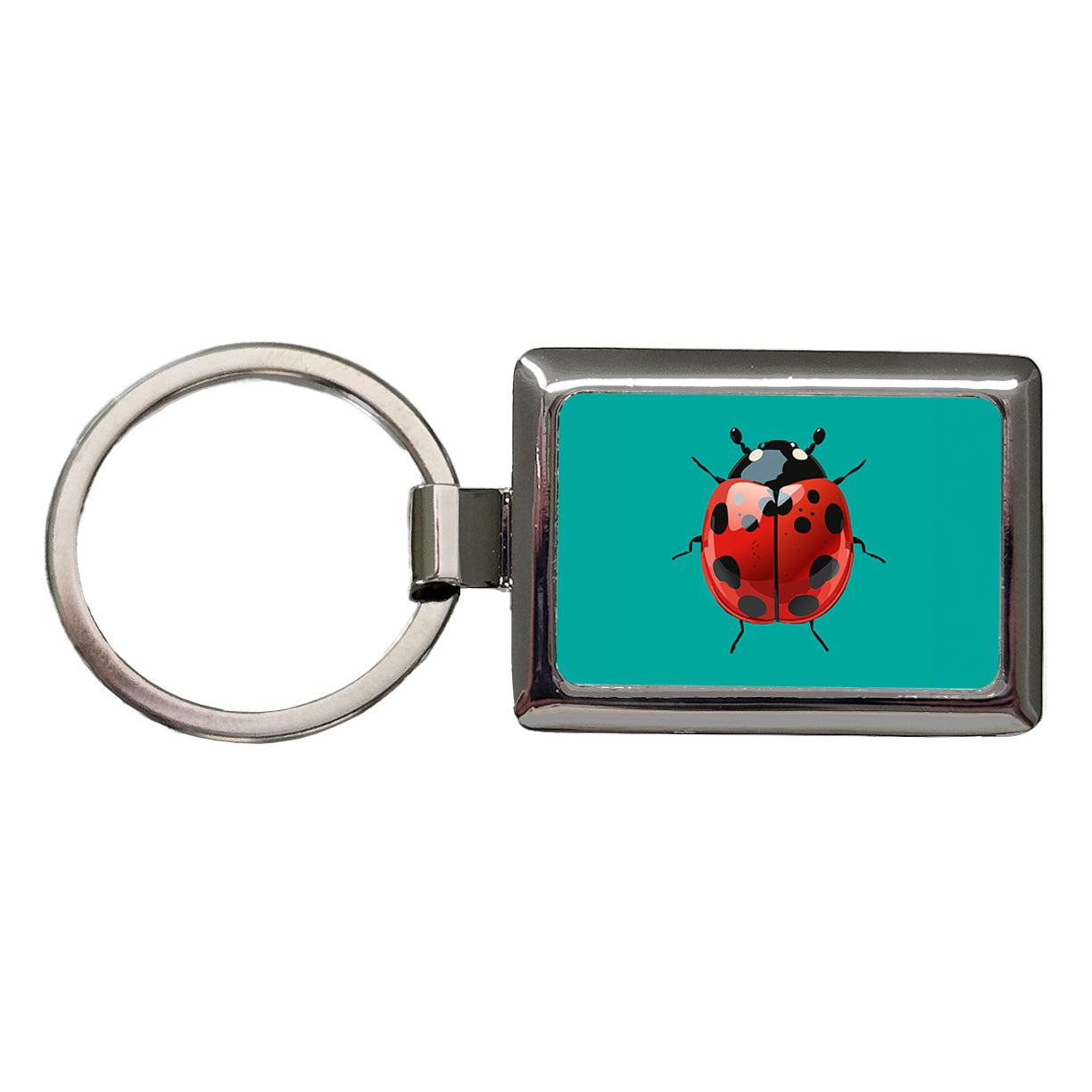 Ladybug Pretty Rectangle Metal Keychain