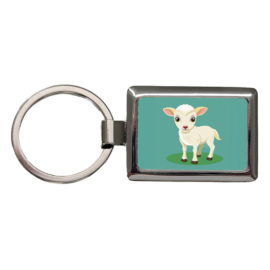 Lamb Baby Cute Rectangle Metal Keychain