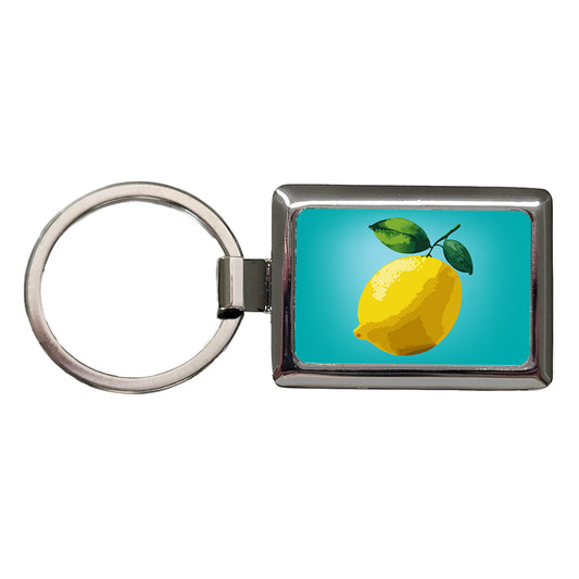 Lemon Fruit Citrus Rectangle Metal Keychain