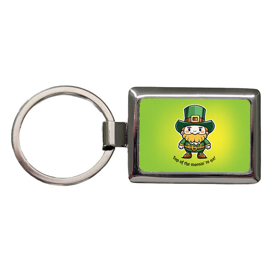 Leprechaun Irish Top of the Morning Funny St Patrick's Day Rectangle Metal Keychain