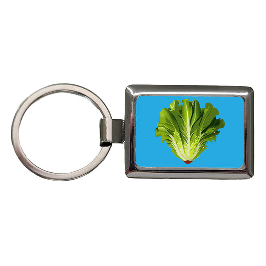 Lettuce Head Vegetable Rectangle Metal Keychain