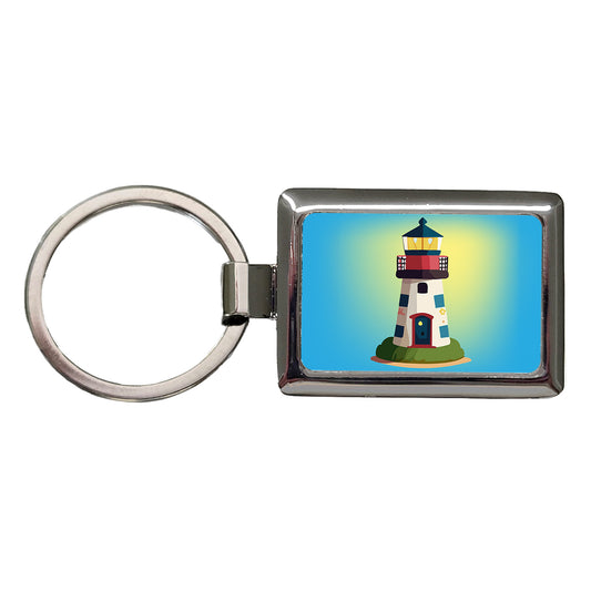 Lighthouse Light House Landmark Ocean Rectangle Metal Keychain
