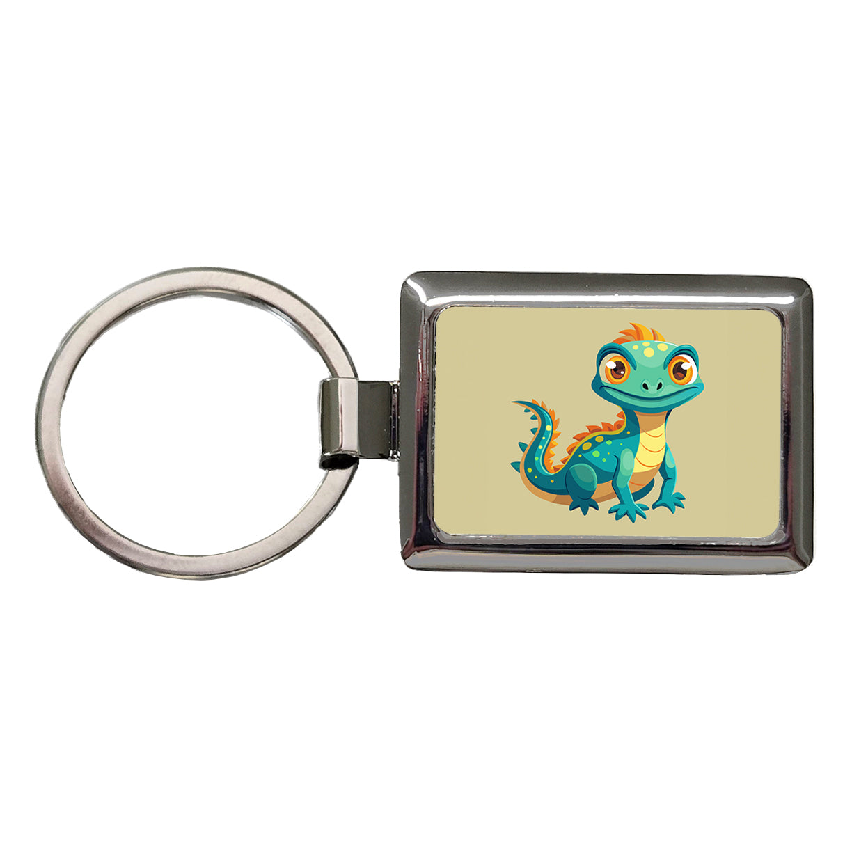 Lizard Cute Rectangle Metal Keychain