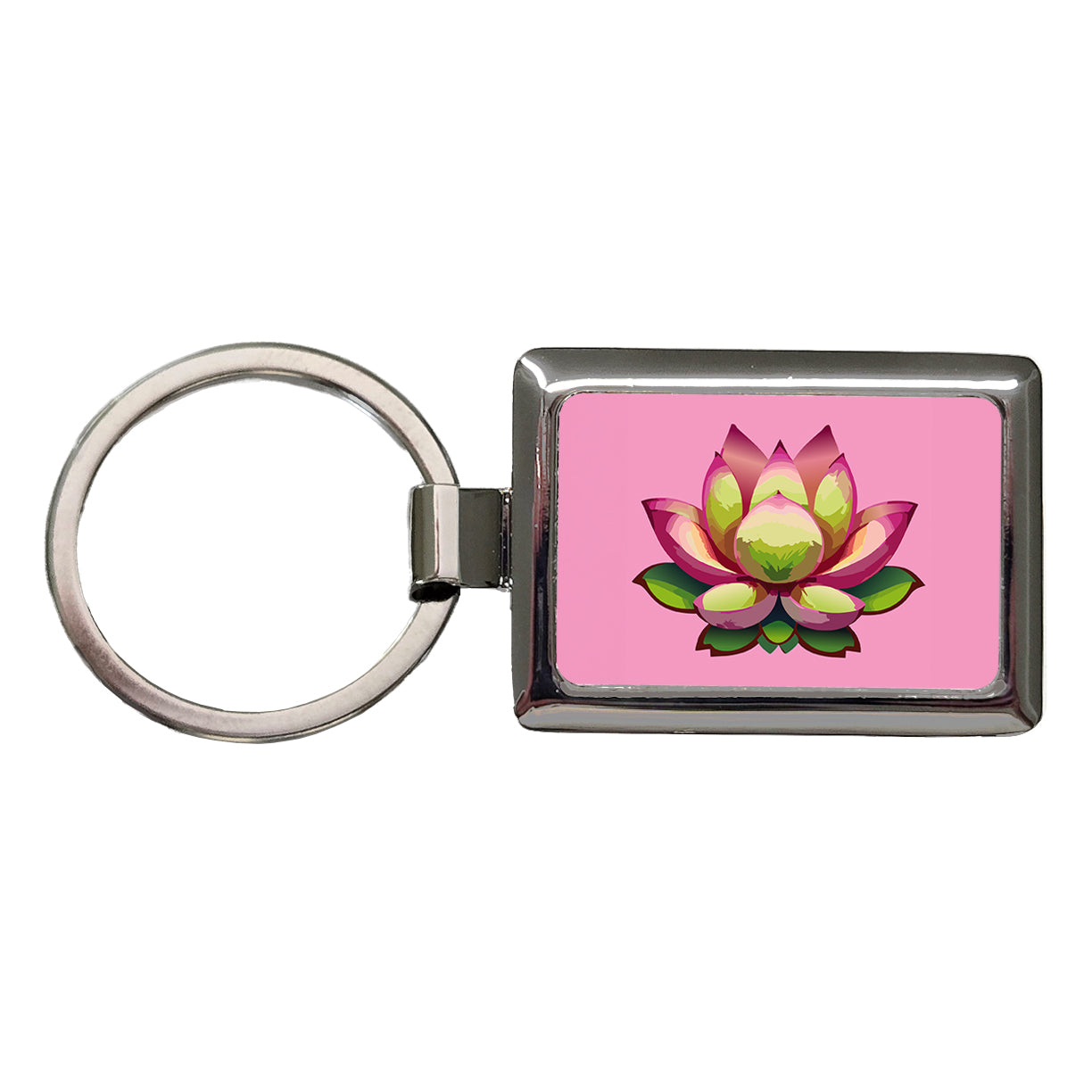 Lotus Flower Purity Strength Yoga Plant Rectangle Metal Keychain