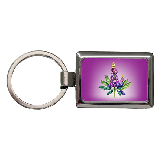 Lupine Plant Flower Watercolor Rectangle Metal Keychain